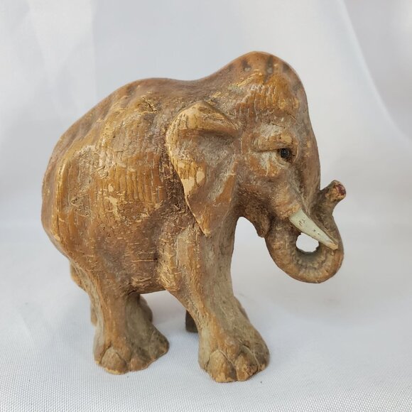 Vintage 1940-1950 Hand Carved Sirocco Wood Composite Elephant Family Figurines - Picture 15 of 16